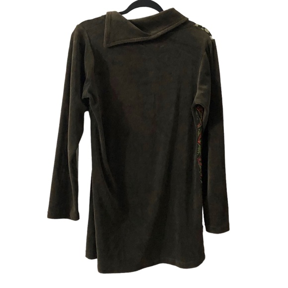 Green Boho Top - Leopards & Roses Velvet Tunic - Picture 10 of 10